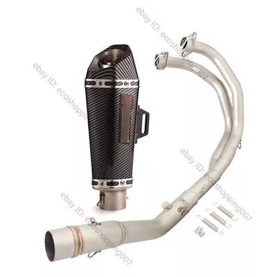 For Yamaha MT-03 YZF R3 2015-23 Whole System Black Exhaust Muffler Header Pipe • $168.35