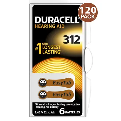 Duracell Hearing Aid Batteries PR41 P312 Size 312 (120 Batteries) • $40.84