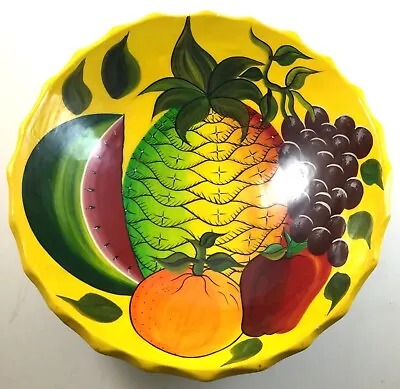 £12.94 • Buy Folk Art Mexican Footed Clay Bowl Hand-painted Fruit Design Signed By Artist 8 