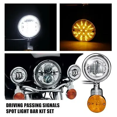 $169.99 • Buy LED Passing Auxiliary Turn Signal Spot Fog Light Bar Kit Fit For Harley Davidson