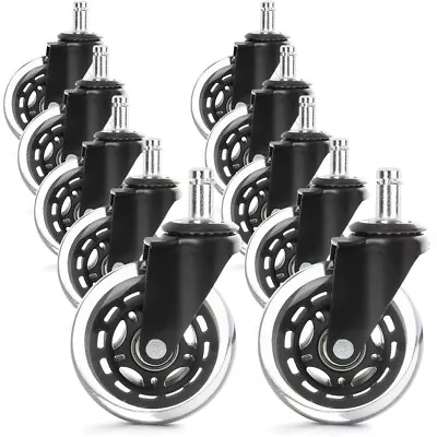 10PCS 3 Inch Office Chair Caster Rubber Swivel Wheels Replacement Heavy Duty • $31.50