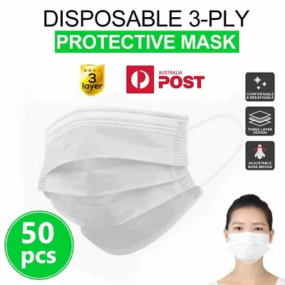 50x Disposable 3 Layer Face Mask Protective Anti Flu Dust Filter SYD FAST SHIP • $15.99