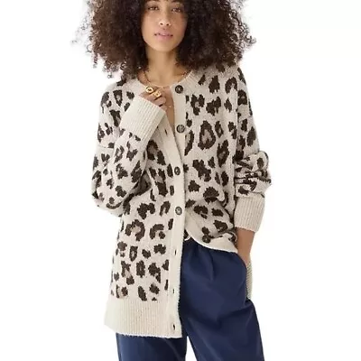 J. CREW NWT $168 Oversized Cardigan Sweater In Leopard Print Size M BJ572 • $69.99