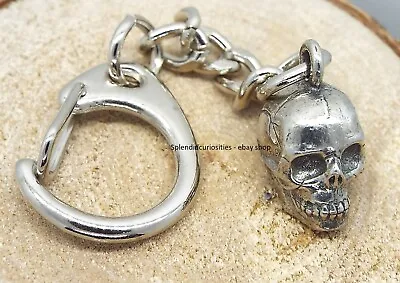 £5.90 • Buy Small Human Skull Pewter Gothic Keyring In Gift Pouch