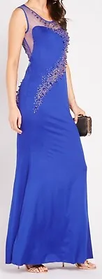 £12 • Buy Encrusted Mesh Insert Maxi Prom Dress Size 12