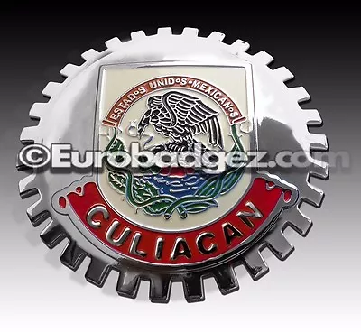 1- NEW Chrome Front Grill Badge Mexican Flag Spanish MEXICO MEDALLION CULIACAN • $19.99