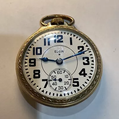 Elgin 478 BW Raymond 21J 16S Railroad Pocket Watch Gold Fllled Elgin Case Runs • $229