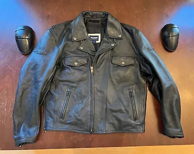 Official Triumph Black Leather Motorcyle Jacket XL 46 48 Biker Nice Condition  • $175