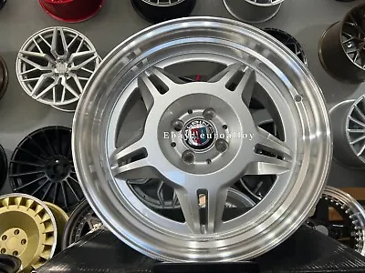 $1458.38 • Buy New 17 Inch 4X100 ALPINA Style 24 Old School Deep Dish SILVER Wheels For BMW E30
