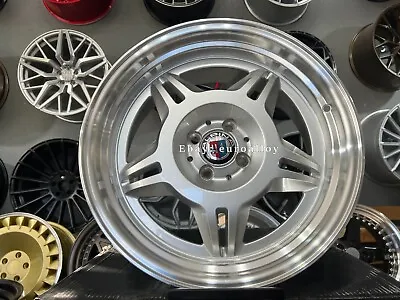 New 17 Inch 4X100 ALPINA Style 24 Old School Deep Dish SILVER Wheels For BMW E30 • $1144.84