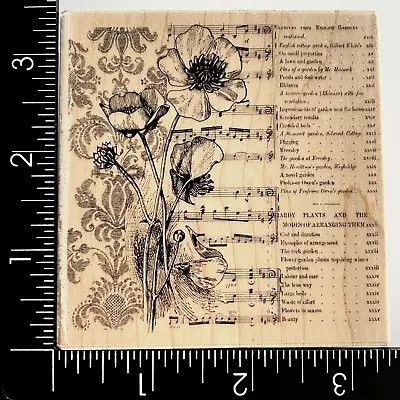 Penny Black Mixed Media Flowers Music Collage 4037K Wood Mounted Rubber Stamp • $9.59