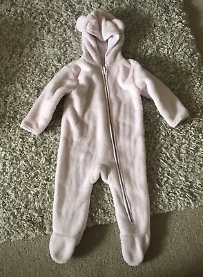 £2.50 • Buy Baby Girls Pram Suit/ All In One, Fluffy Feel, M&S, Age 9 - 12 Months