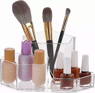 Makeup Brush Holder Organizer 3 Slot Cosmetics Storage Makeup Brushes Cup On Va • $6.09