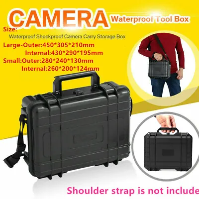 Large Hard Flight Case W/Foam Camera Photography Carry Storage Tool BOX Two Size • £17.70