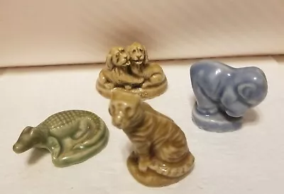 Lot Of 4 Vintage Wade Whimsies Red Rose Tea Figures: Tiger Crocpupselephant  • $10.99