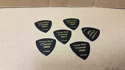 6 X Pickboy 0.75mm Vintage Black Classic Triangle Guitar Picks Discontinued • $11.99