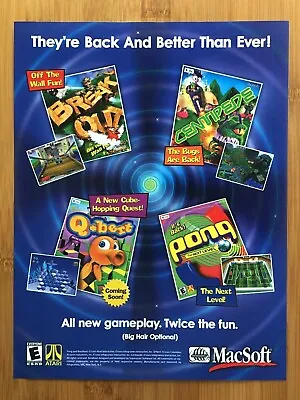 2001 Mac PC Video Games Print Ad/Poster Break Out Centipede Q Bert Pong MacSoft • $14.99