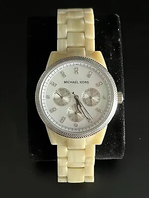 Michael Kors Ritz Horn+silver Tone+chronomopcrystal Dial Watch Mk5625 Used • $35