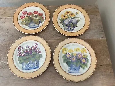 Limoges Porcelain Floral Plates Set Of 4 France 7” • £38.61