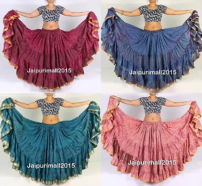 25 Yard Skirt 4 Tiered Gypsy Belly Dance Bohemian Tribal Renaissance Flamenco • $61.65