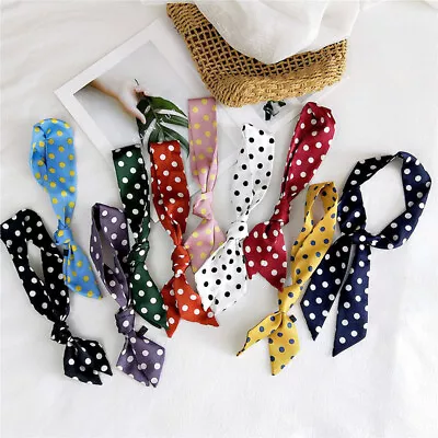 Women Neckerchief Print Scarf Small Squares Scarf Skinny Ribbon Scarf Hair Band • £2.94