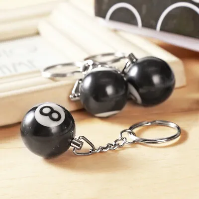 Black Number 8 Billiard Ball Keychain Pool Table Snooker Lucky  • $4.79