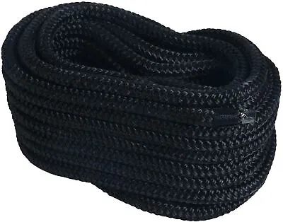 3/4 Inch 25FT Black Double Braid Nylon Dock Line Mooring Rope Anchor Line 1Pack • $29.99