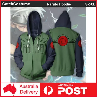 Naruto Kakashi Costume Cosplay Hoodie Zip Jacket Sweatshirt Sweater Jacket Coat • $38.69