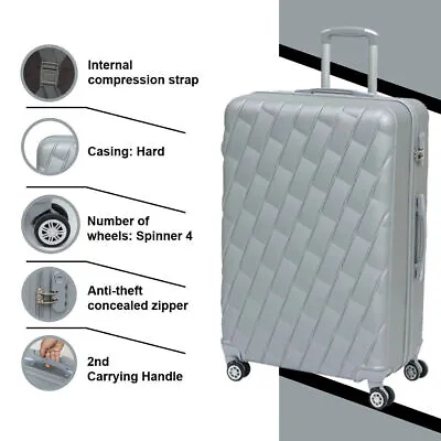 Hard Shell Travel Luggage Suitcase 4 Wheel Spinner Trolley Cases STOCK CLEARANCE • £114.99