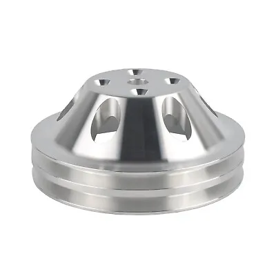 For SBC Chevy 350 383 400 LWP Long Water Pump Pulley Polished Aluminum 2 Grooves • $32.99