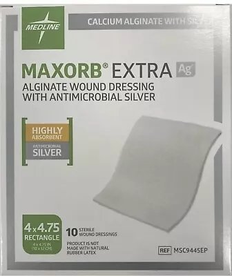 *10-Pack* Medline Maxorb Extra Ag Alginate Wound Dressing 4  X 4.75  MSC9445EP • $58.99