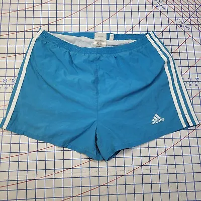 Adidas M Nylon Vintage Blue/white Soccer Shorts Retro Sexy Dad Stain Inside • $13