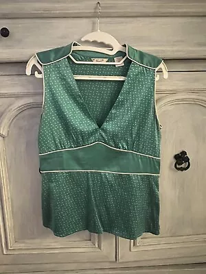 Vintage Original Penguin Green Polka Dot Silk Retro Blouse 4 • $14.99