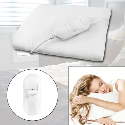 Electric Under Blanket Single Bed Heated Fleece Washable Warm Mattress Polyester • £16.99