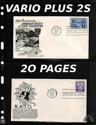 20 VARIO PLUS 2S Pocket Pages For Stamp Currency & Collecting Clear & Black • $49.95