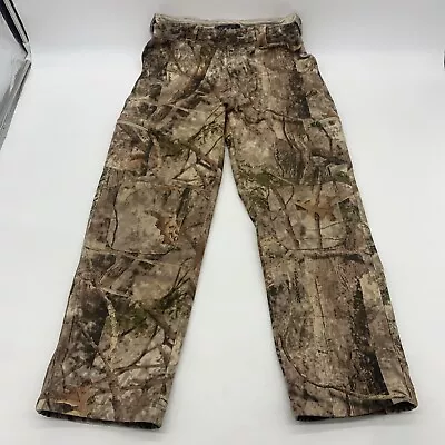 Cabelas Pants Boys Youth L Woods Camo Water Resistant Polartec Fleece Lining • $29.95