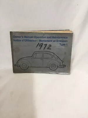 1972 Volkswagen Owner’s Manual  Operation And Maintenance • $21.86