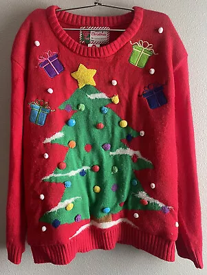Merry Christmas Blinking Light Up Ugly Christmas Sweater Presents Tree Adult XL • $19.99