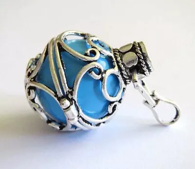 Blue Mexican Bola Pendant Harmony Ball Pendant W/Necklace  • $12.99