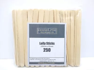 Modelfix Scenics 250 Long Wooden Lolly Sticks 150mm X 10mm For Model Making • £14.79