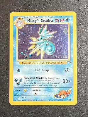 Pokémon TCG Misty's Seadra PRERELEASE HOLO Promo Pokemon Promos 9/132 Holo Promo • $4.99