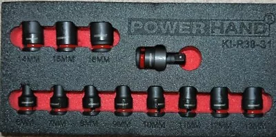 3/8  Dr Shallow Metric Impact Socket Set  6-16mm+Impact U/J PowerHand  KI-R38-S1 • £32