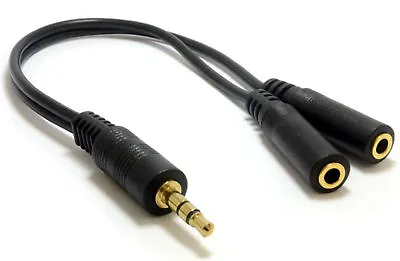 £3.19 • Buy 3.5mm Jack Male Plug To 2 Headphone Sockets Y Splitter With 20cm Cable Lead GOLD