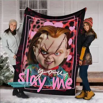 Chucky Of Bride You Slay Me Horror Movie Fans Leopard Pattern Sofa BLANKET • £58.86