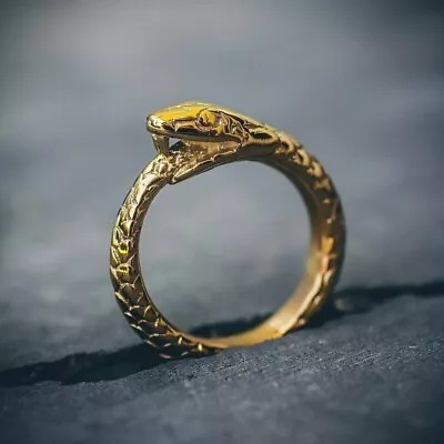Unisex Ouroboros Ring 14K Yellow Gold Finish Snake Band Ring For Men & Women • $82.60