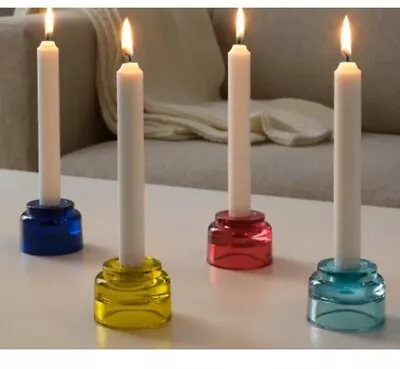4 Ikea Adelhet Glass Dual Candle Holder Candlestick /Tea Lights Multicolor • $16.99