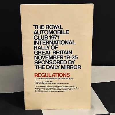 1971 Rac International Rally Great Britain Regulation Programme Booklet Saab 96 • £40