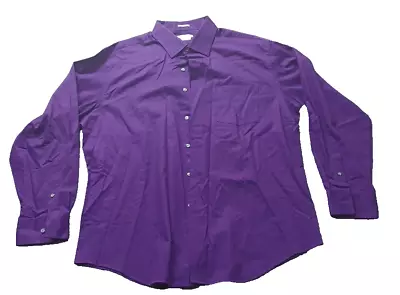 Van Heusen Fitted Lux Sateen   17  34-35   XL - PURPLE • $12.49