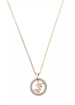 New Michael Kors Rose Gold-tone Crystal Pave Circular Logo Necklace Msrp $95.00  • $65