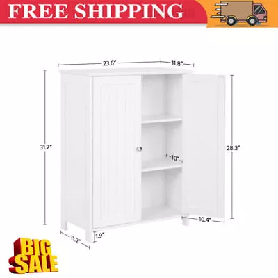 $83.99 • Buy 2-DOOR KITCHEN PANTRY STORAGE CABINET Tall Cupboard Organizer Shelves White Bath